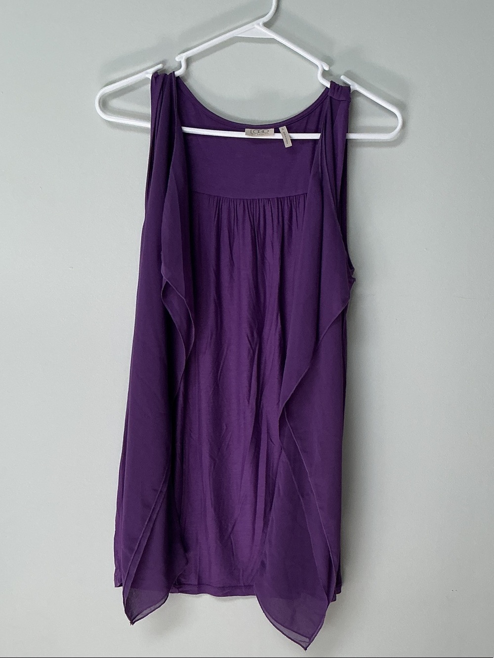 LOGO by Lori Goldstein Purple Layered Chiffon Open cardigan